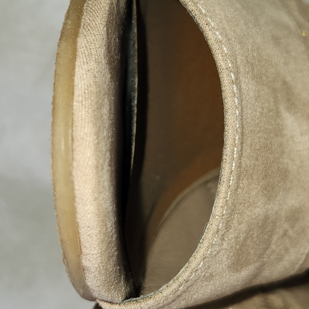 Ruff Hewn Boots Womens 8 M Pia Peep Toe Slingback Zip Bootie Brown Fabric Heels - Picture 8 of 10